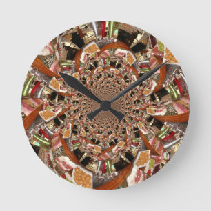 Faszinierendes Mosaik aus Sushi-Brauntönen Runde Wanduhr