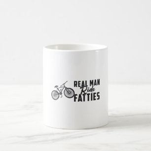Fat Bike Echter Mann fährt Fatties Biker Radfahren Kaffeetasse