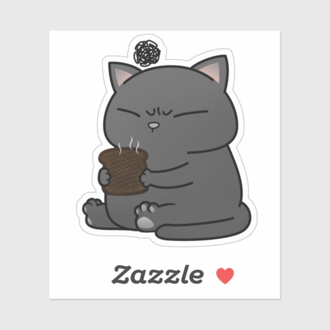 Fat Black Cat Burnt Toast Aufkleber (Blatt)
