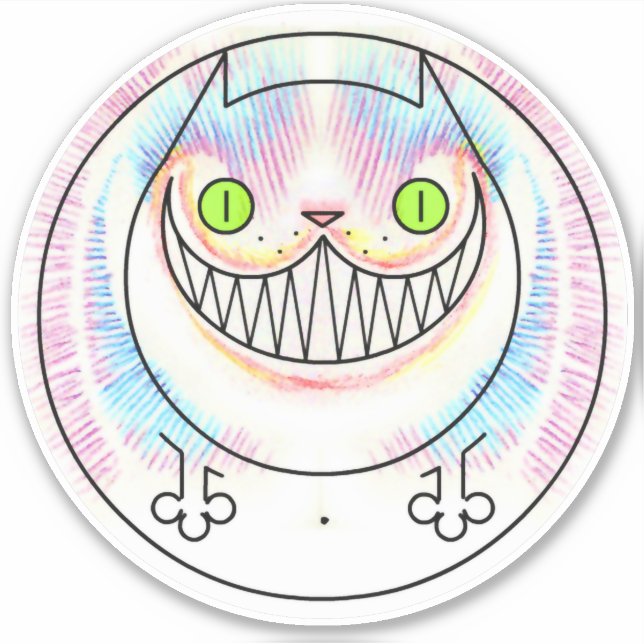 Fat Cat Cheshire Cat Custom-Cut Vinyl Sticker (Vorderseite)