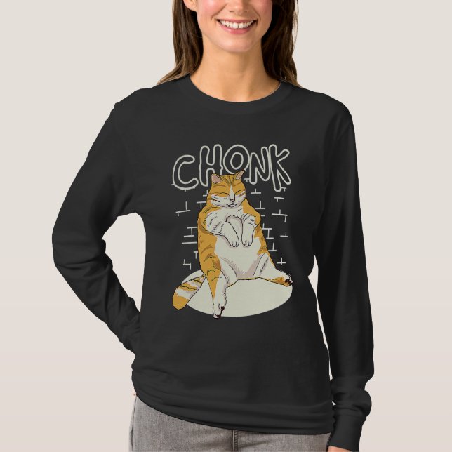 Fat Cat Chonk Scale Chonky Chubby Kitten Sarcasm T-Shirt (Vorderseite)