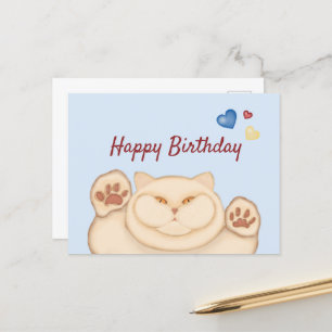 Fat cat Happy Birthday Postkarte