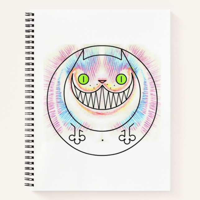 Fat Cat Happy Cat Cheshire Cat Spiral Notebook Notizbuch (Vorderseite)