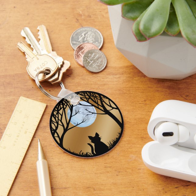 Fat Cat Keychain Black Cat Gifts Pet Keychains Schlüsselanhänger (Schreibtisch)