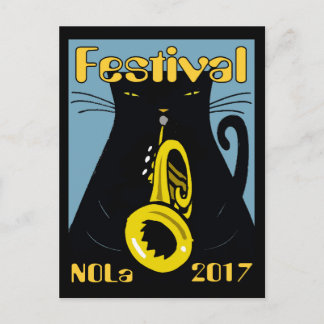 Fat Cat New Orleans Music 2017 Postkarte