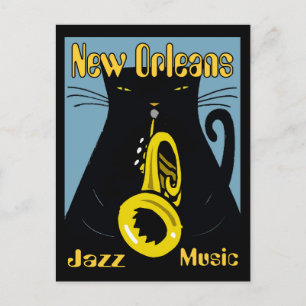 Fat Cat New Orleans Music 2017 Postkarte