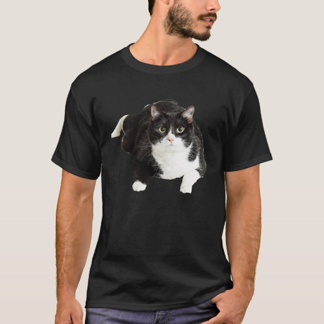 Fat Cat Sitting Down For Crazy Cat Lady And Moms T-Shirt (Vorderseite)