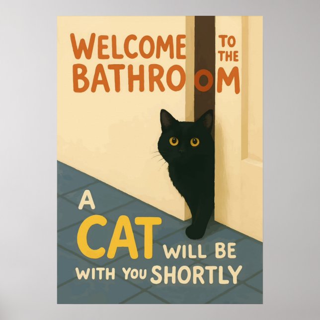Fat Cat Welcome Bathroom Cc Poster (Vorne)