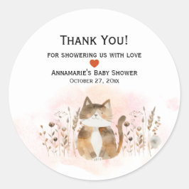 Fat Cat Whimiscal Baby Dusche | Runder Aufkleber