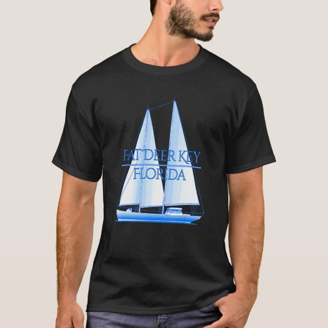 Fat Deer Key Florida Küstensegel T-Shirt (Vorderseite)