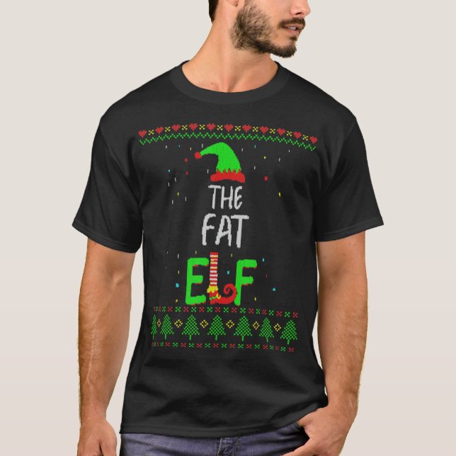 Fat Elf Familie Matching Ugly Sweater Christmas Pj T-Shirt (Vorderseite)