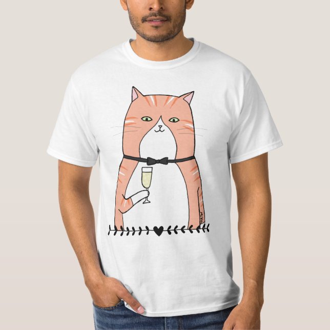 Fat Orange Tabby Cat Big Ginger Tom Cat Cheers T-Shirt (Vorderseite)