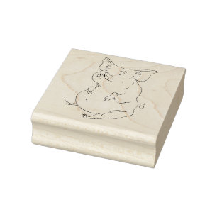 Fat Pig Wood Art Briefmarke Gummistempel