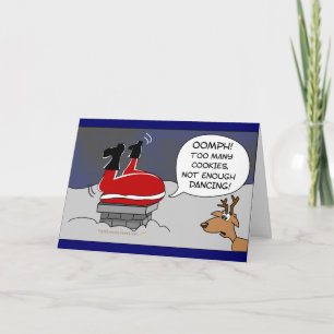 Fat Stuck Santa Funny Weihnachts Tanz Cartoon Feiertagskarte
