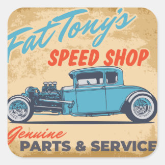 Fat Tony's Speed Shop Quadratischer Aufkleber