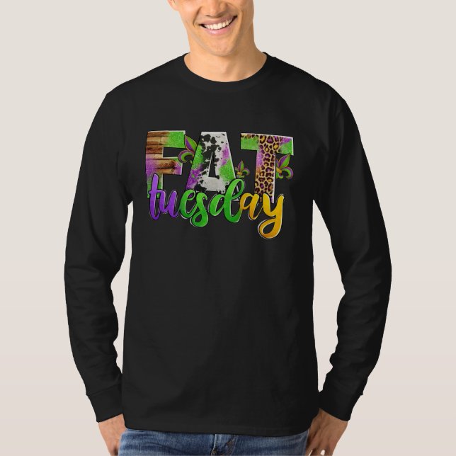 Fat Tuesday Mardi Gras Leopard And Cowhide T-Shirt (Vorderseite)