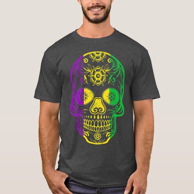 Fat Tuesday  Mardi Gras Skull T-Shirt (Vorderseite)
