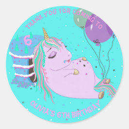 Fat Unicorn Cake Personalisiert Niedlich Runder Aufkleber