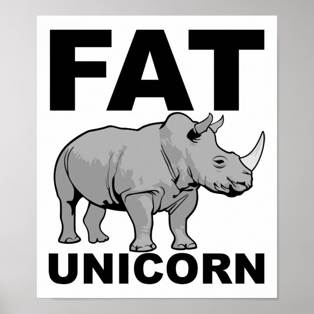 Fat Unicorn Rhino Funny Poster (Vorne)