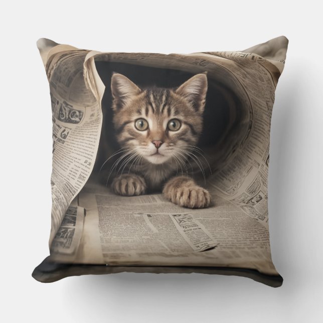 fatastick cat Throw Pillow Kissen (Vorderseite)