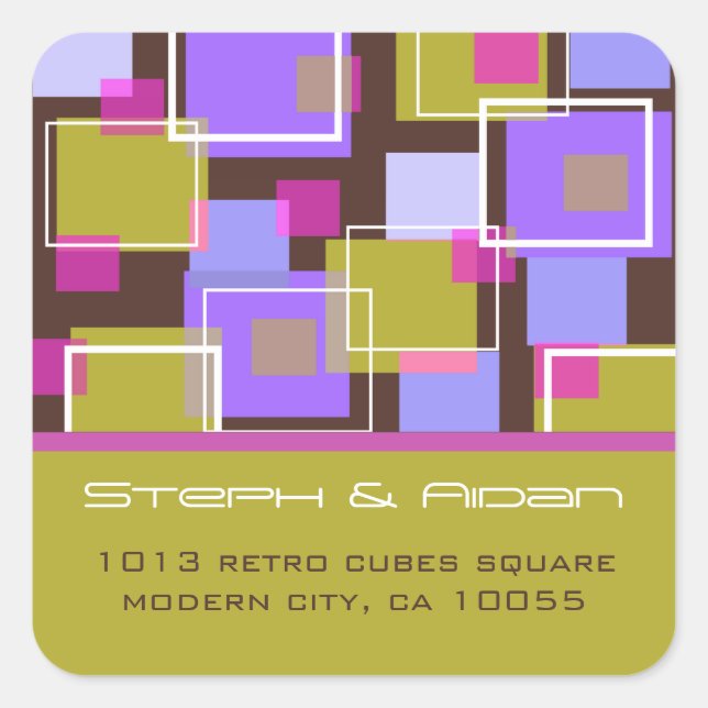 Fatatin Fun Retro Cubes Address Label Stickers (Vorderseite)