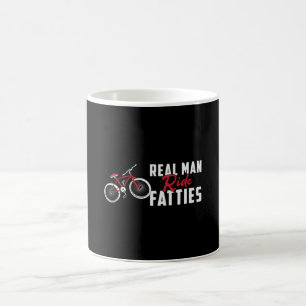 Fatbike Echter Mann fährt Fette Radfahrer Radfahre Kaffeetasse