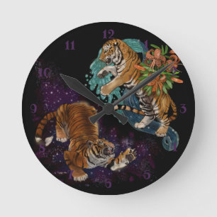Fate in the Stars Tigers  Runde Wanduhr