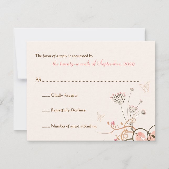 Fatfatin Sweet Heart Butterfly Wirbel RSVP Karte (Vorderseite)