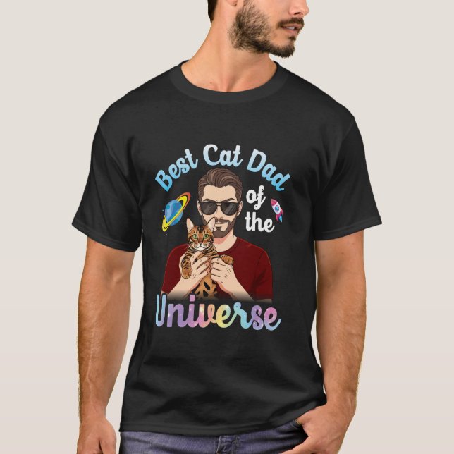 Father and Bengal Best Cat Dad of The Universe Coo T-Shirt (Vorderseite)