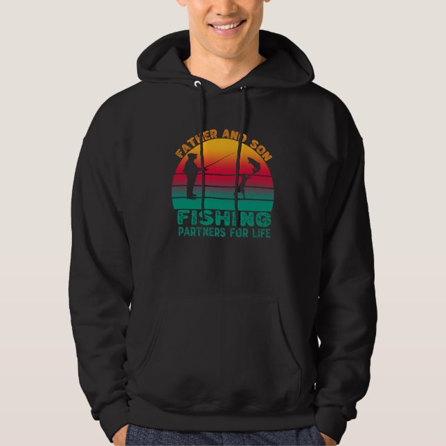 Father And Son Fishing Partners For Life Retro Fat Hoodie (Vorderseite)