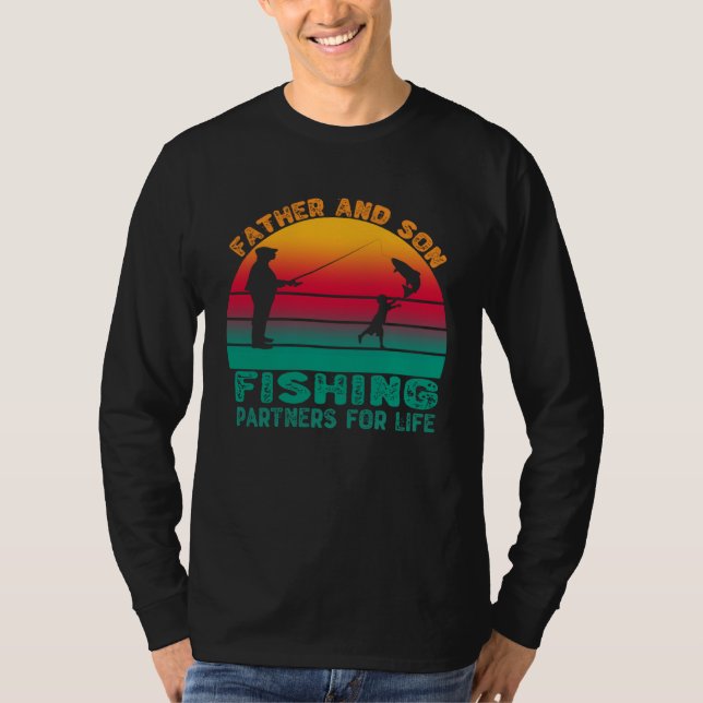 Father And Son Fishing Partners For Life Retro Fat T-Shirt (Vorderseite)