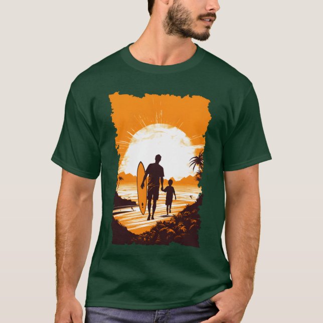 Father and Son Surfing Vathers Day Gift Fam T-Shirt (Vorderseite)