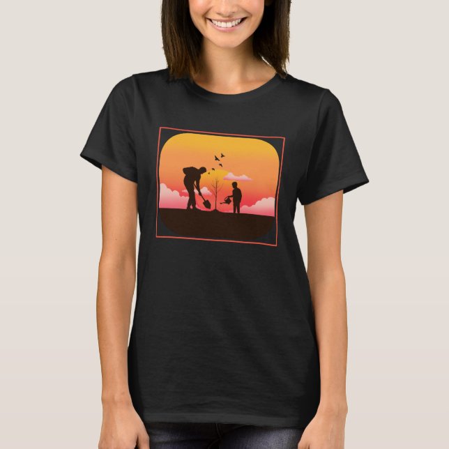 Father and Son  Tree Planting for Kids T-Shirt (Vorderseite)