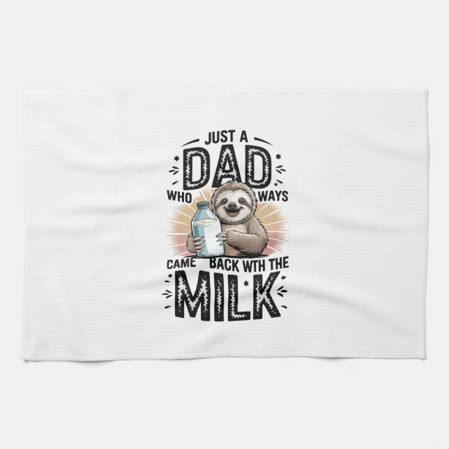 father and son with milk  sloth graphic design-01 geschirrtuch (Horizontal)