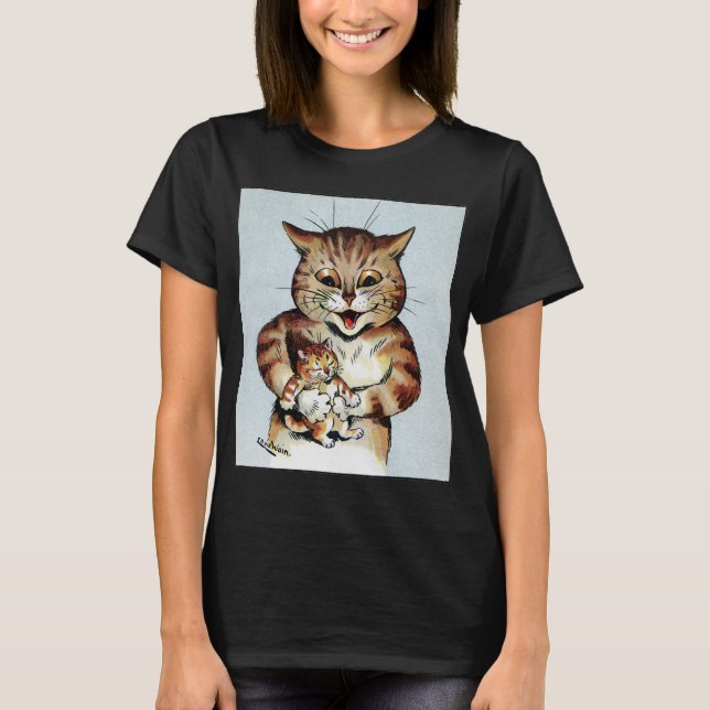 Father Cat Holding a Kitten, Louis Wain T-Shirt (Vorderseite)