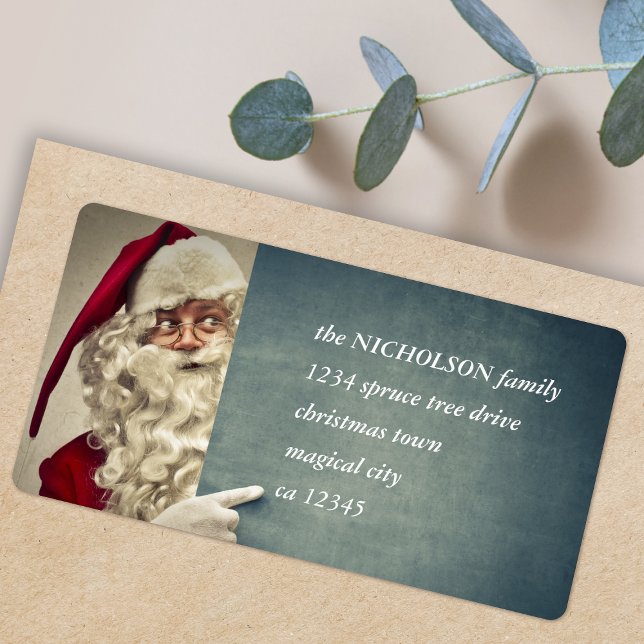 Father Christmas Address Label | Santa Claus Photo Adressaufkleber (Father Christmas return address labels for Holiday card mailing with retro vintage Santa Claus)