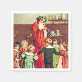 Father Christmas Blowing The Horn Serviette