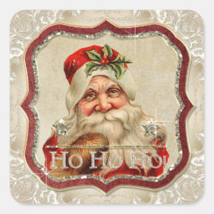 Father Christmas Ho Ho Ho Jolly Weihnachten Quadratischer Aufkleber