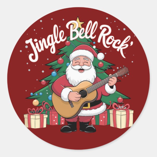 Father Christmas Jingle Bell Rock Runder Aufkleber (Vorderseite)