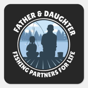 Father & Daughter Fischen Quadratischer Aufkleber
