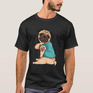 Father Day Gift Funny Tattoo Dog Mops I Liebe Vate T-Shirt
