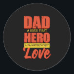 Father Gift | Dad Hero Love Runder Aufkleber<br><div class="desc">Father Gift | Dad Hero Love</div>