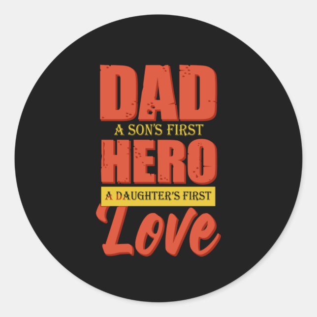 Father Gift | Dad Hero Love Runder Aufkleber (Vorderseite)