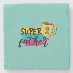 Father Gift Super Father Steinuntersetzer