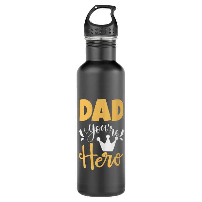 Father Gift Vater Sie sind Held Edelstahlflasche (Vorderseite)