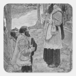 Father Hennepin Celebrating Mass Quadratischer Aufkleber
