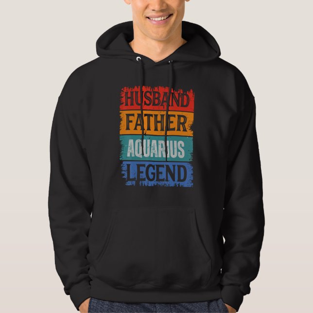 Father Husband AQUARIUS Legend Proud Dad  Retro Pa Hoodie (Vorderseite)