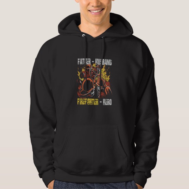 Father Husband Firefighter Hero Fireman Dad Daddy Hoodie (Vorderseite)