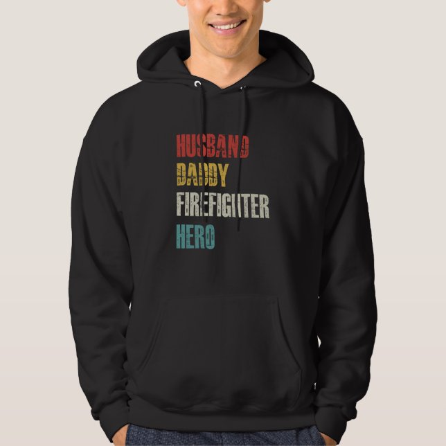 Father Husband Firefighter Hero Fireman Dad Vintag Hoodie (Vorderseite)
