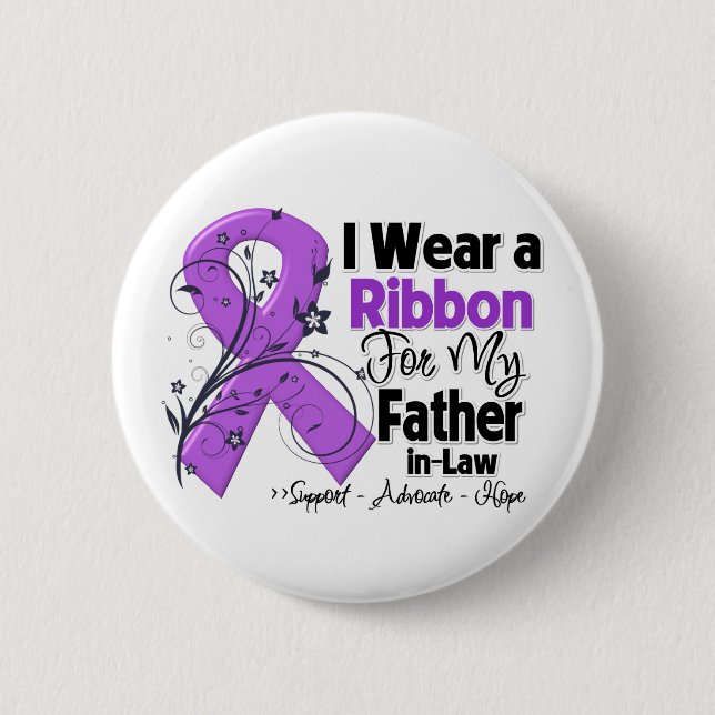 Father-in-Law - Pancreatic Cancer Ribbon Button (Vorderseite)